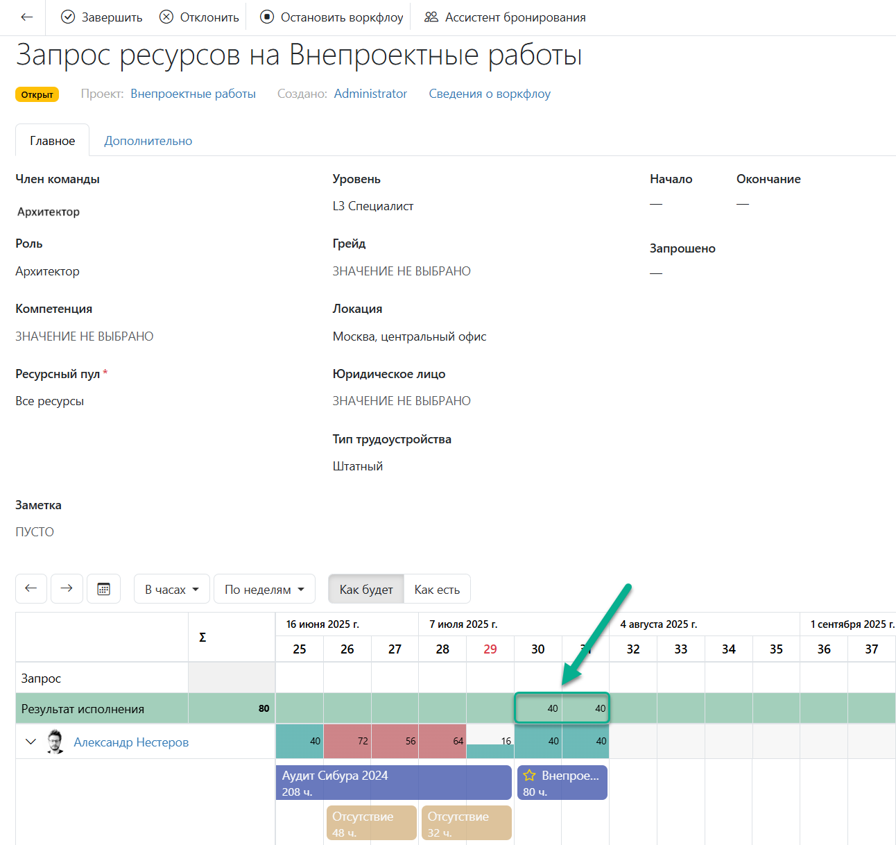 Результат исполнения запроса