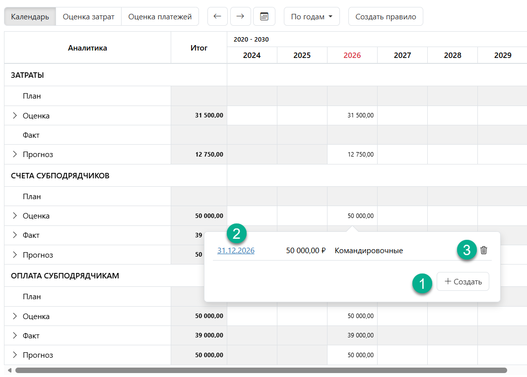 Календарь счетов субподрядчиков Календарь счетов субподрядчиков