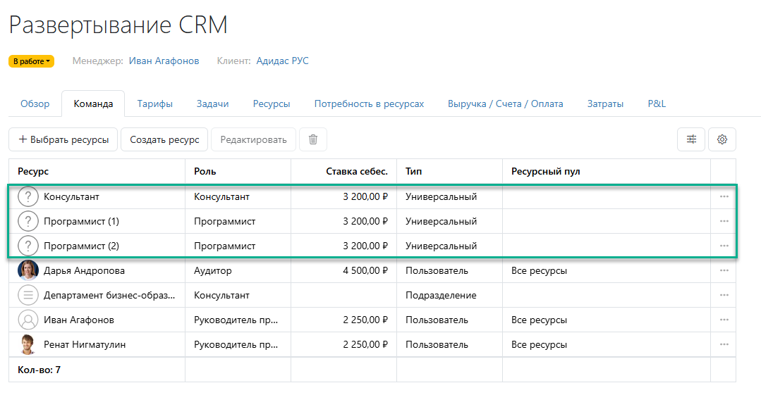 Универсальные ресурсы в команде проекта