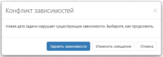 Изменение зависимых работ