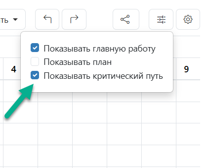 Показывать критический путь проекта